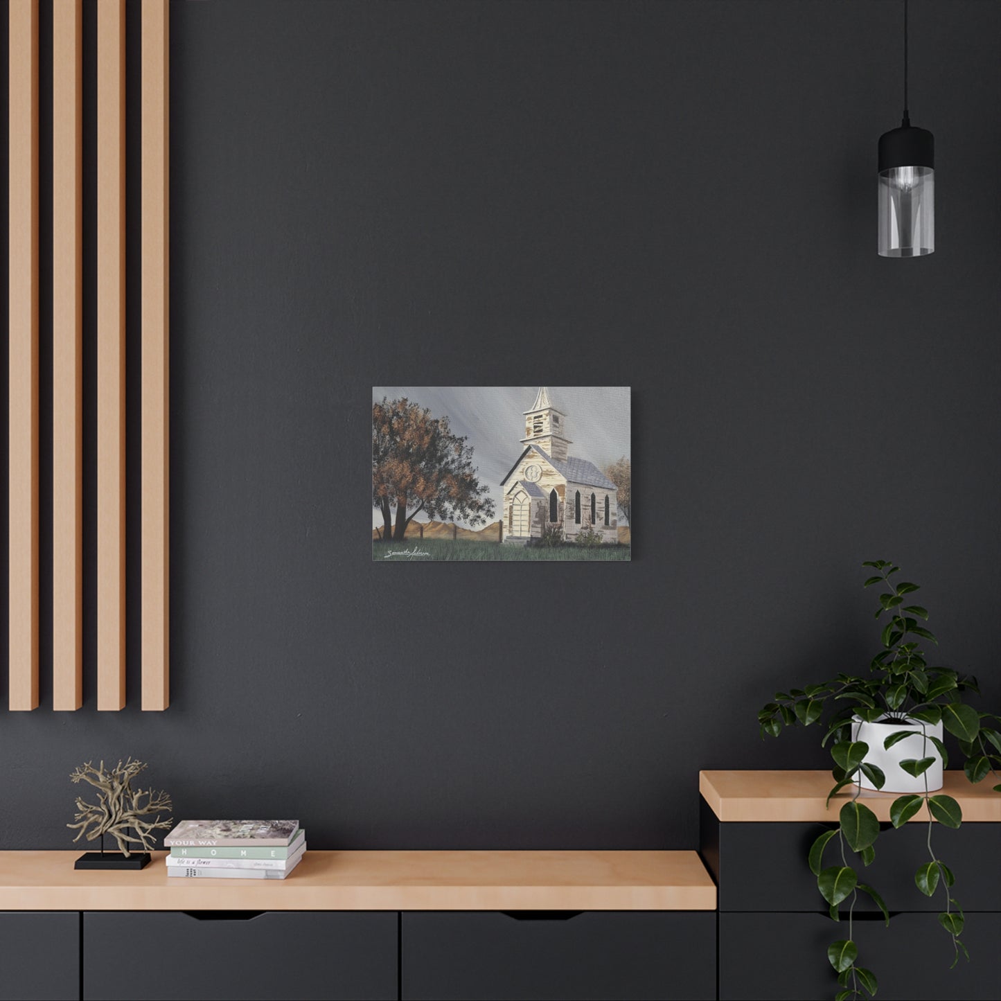 Vintage Church with Large Tree - Classic Canvas