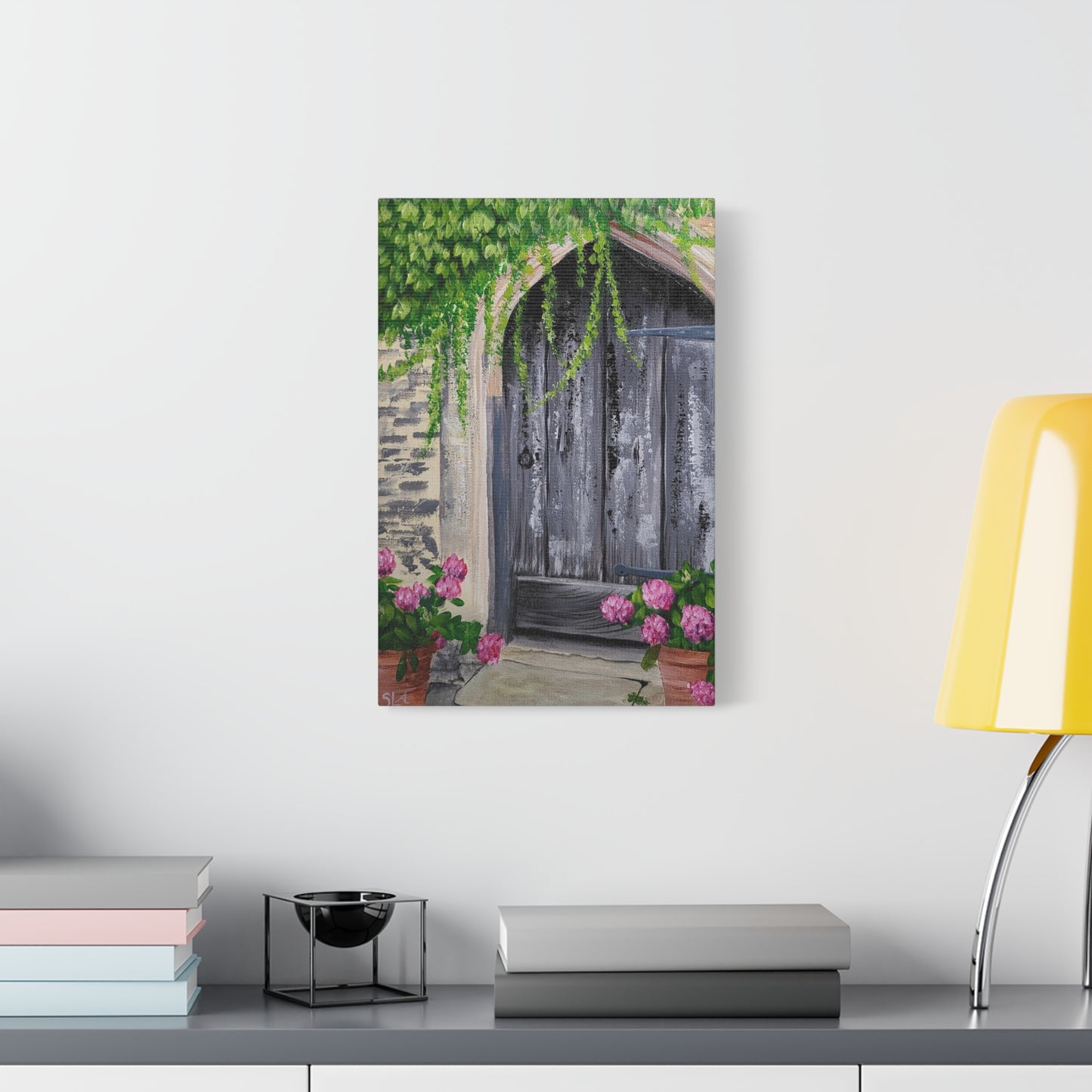 Rustic Door with Flower Pots - Classic Canvas