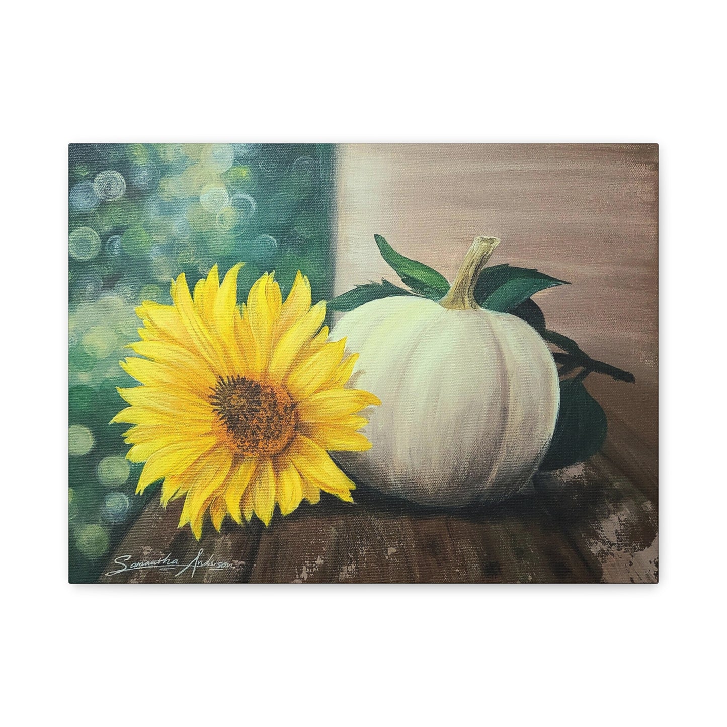 Pretty White Pumpkin with Flower - Classic Canvas