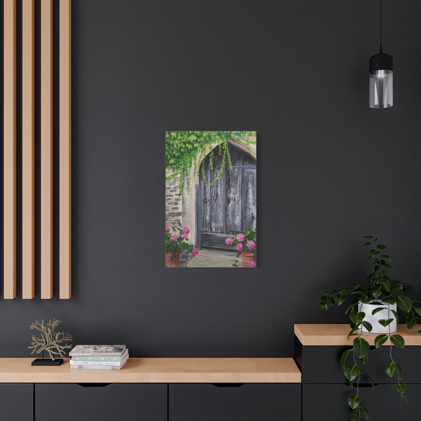 Rustic Door with Flower Pots - Classic Canvas