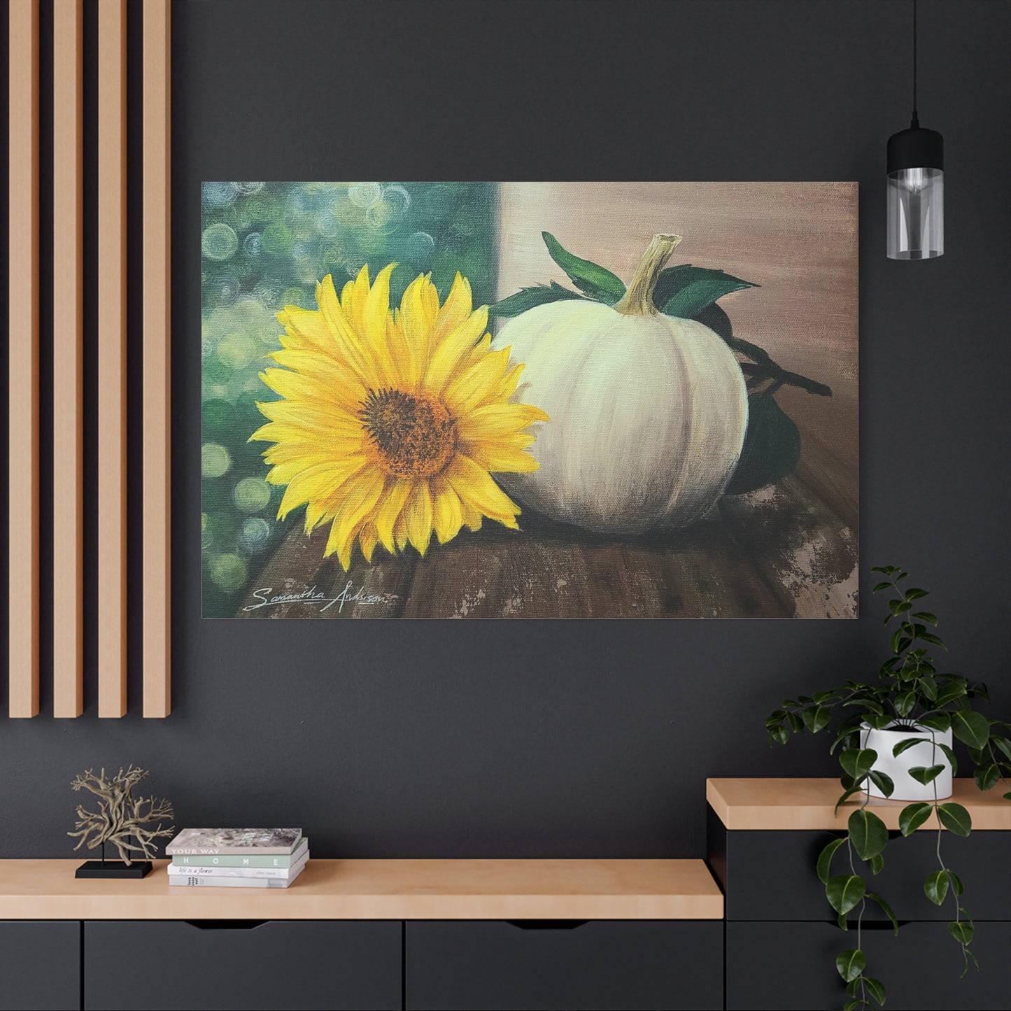 Pretty White Pumpkin with Flower - Classic Canvas