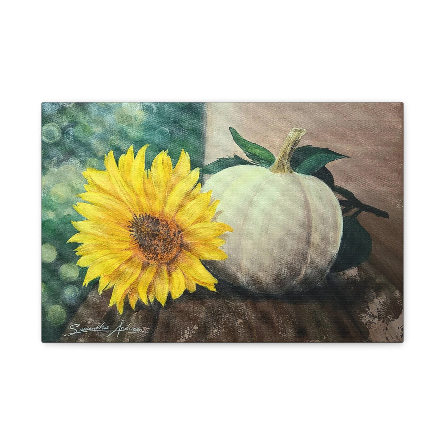 Pretty White Pumpkin with Flower - Classic Canvas