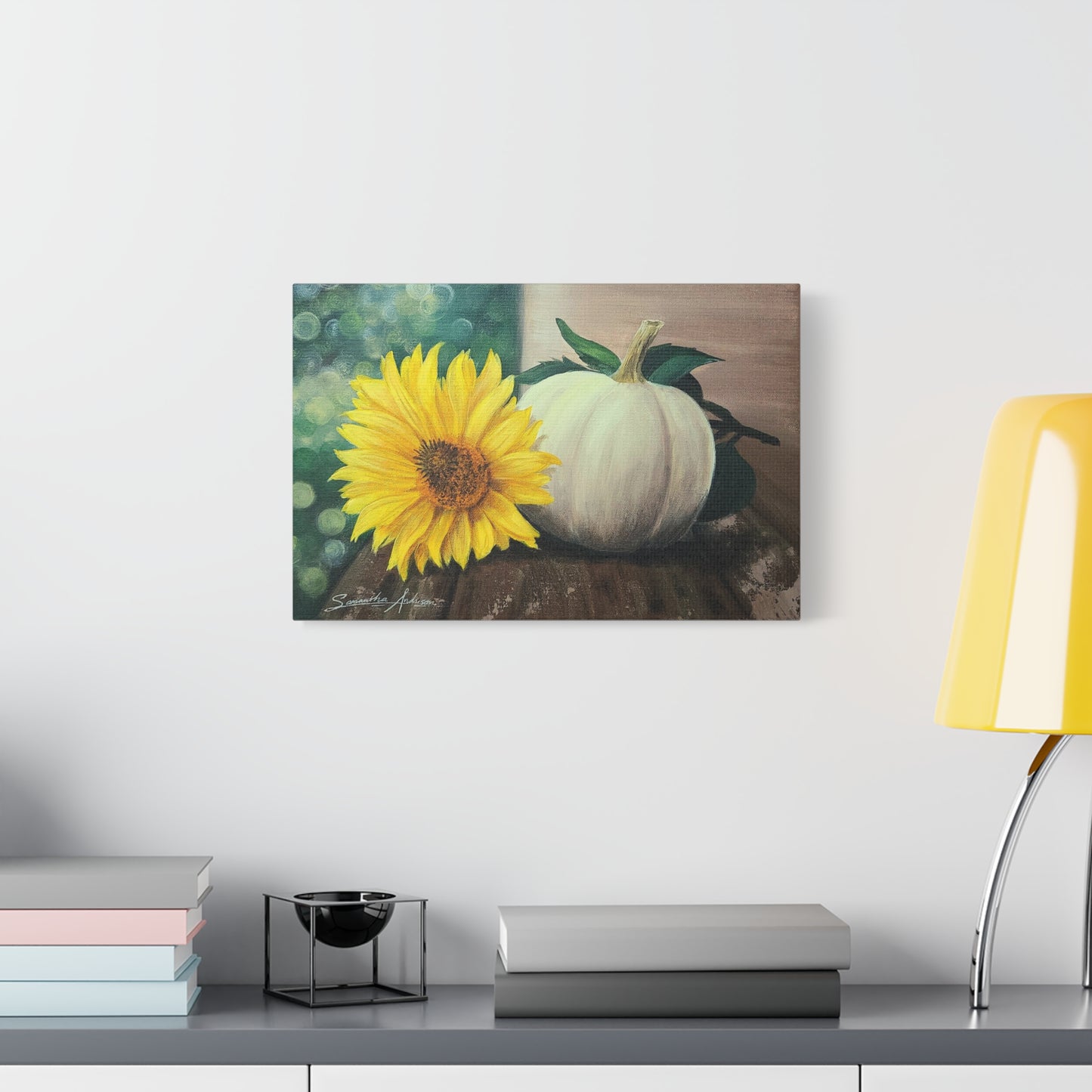Pretty White Pumpkin with Flower - Classic Canvas