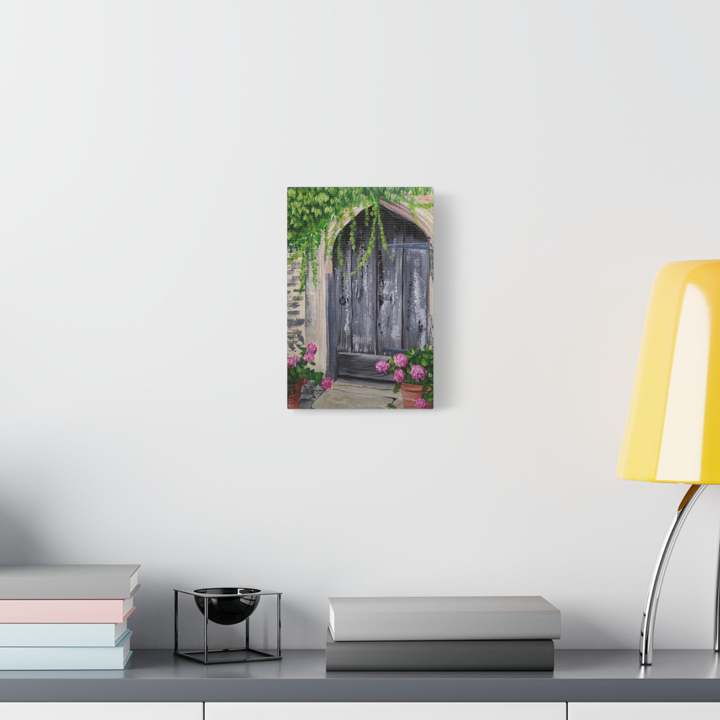 Rustic Door with Flower Pots - Classic Canvas