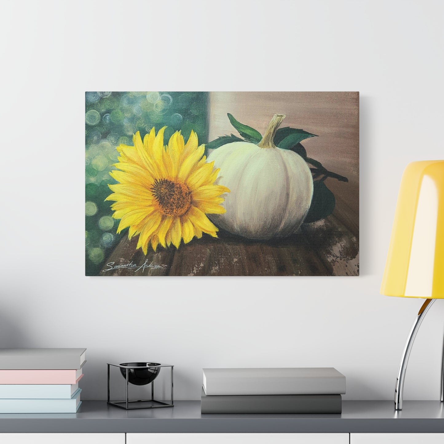 Pretty White Pumpkin with Flower - Classic Canvas