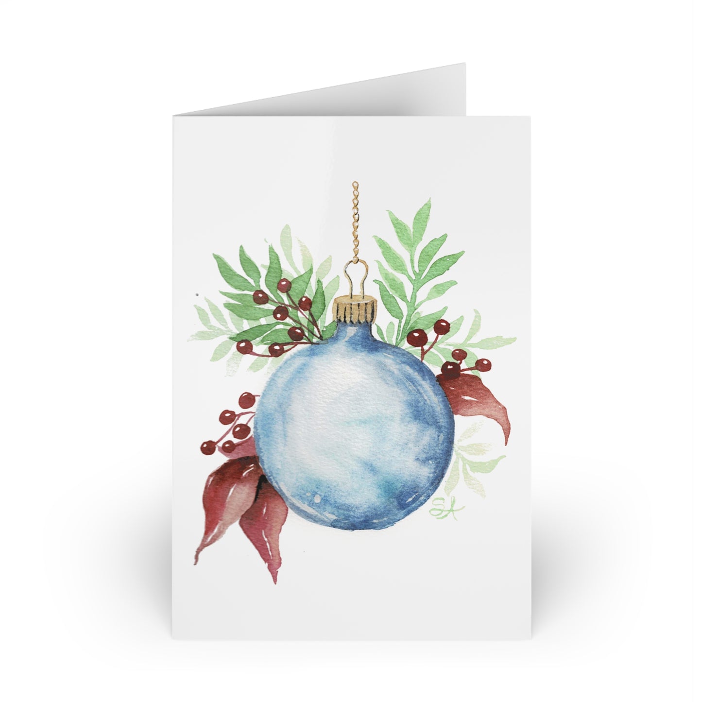 Chirstmas Cards (1-pc or 10-pk) - "Watercolor Ornament"