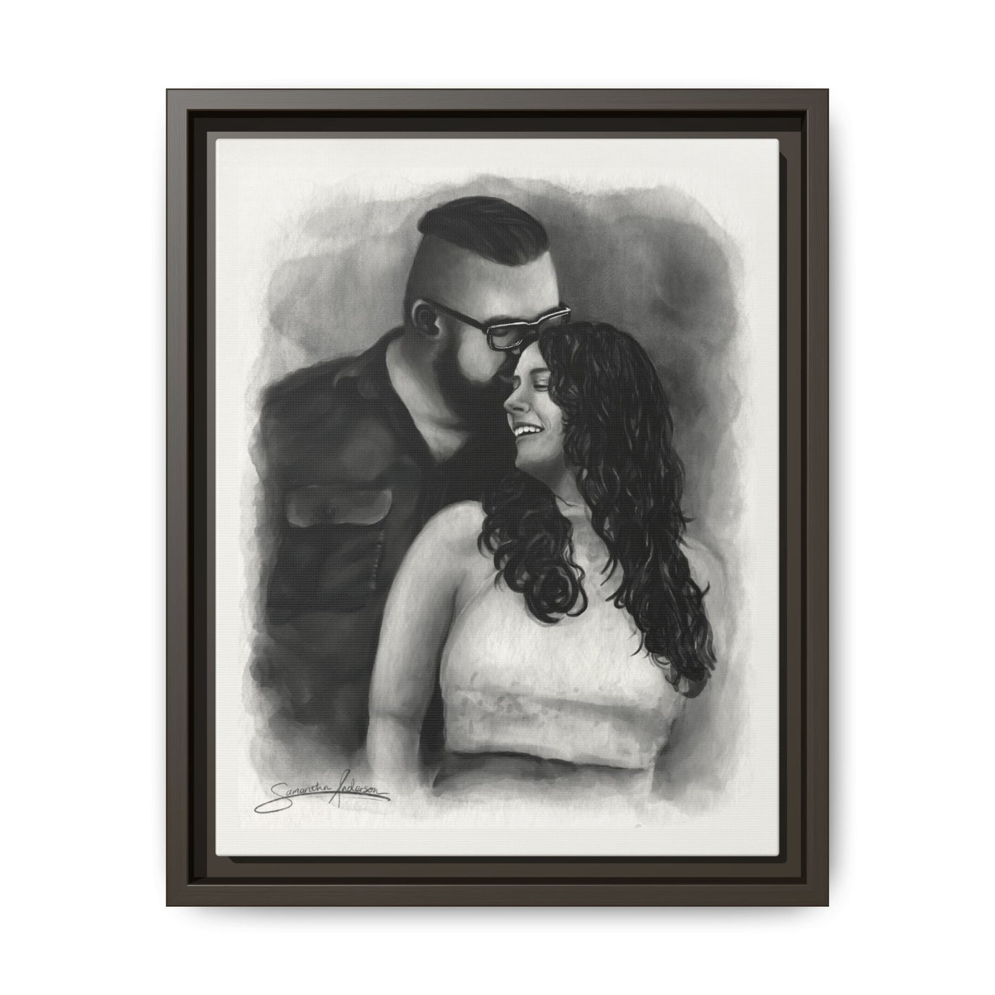 Custom Watercolor Portrait Framed Canvas