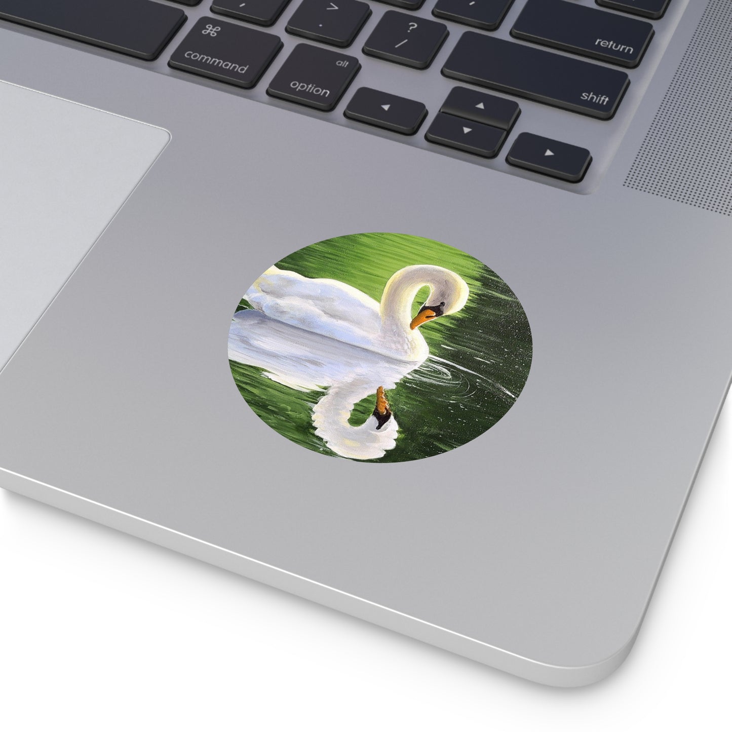 Pretty Swan on a Lake - Round Vinyl Stickers