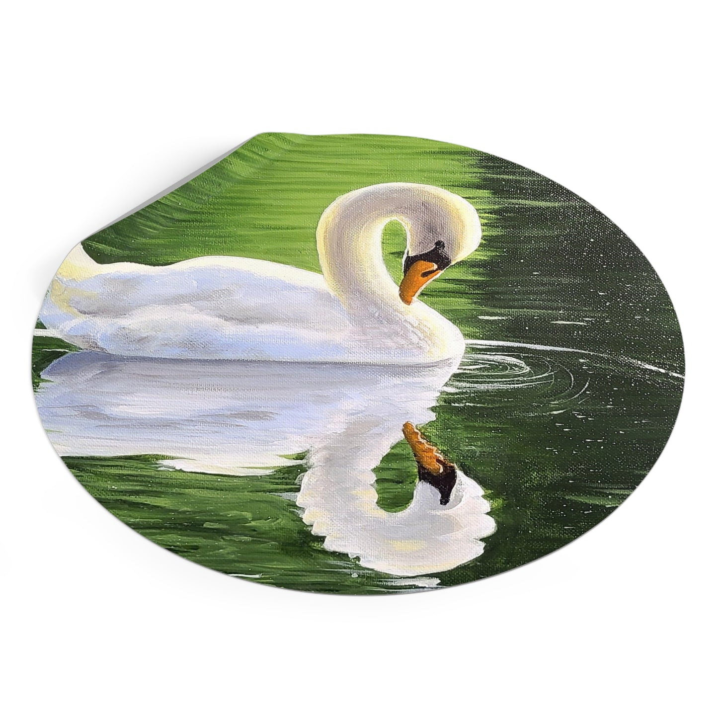 Pretty Swan on a Lake - Round Vinyl Stickers