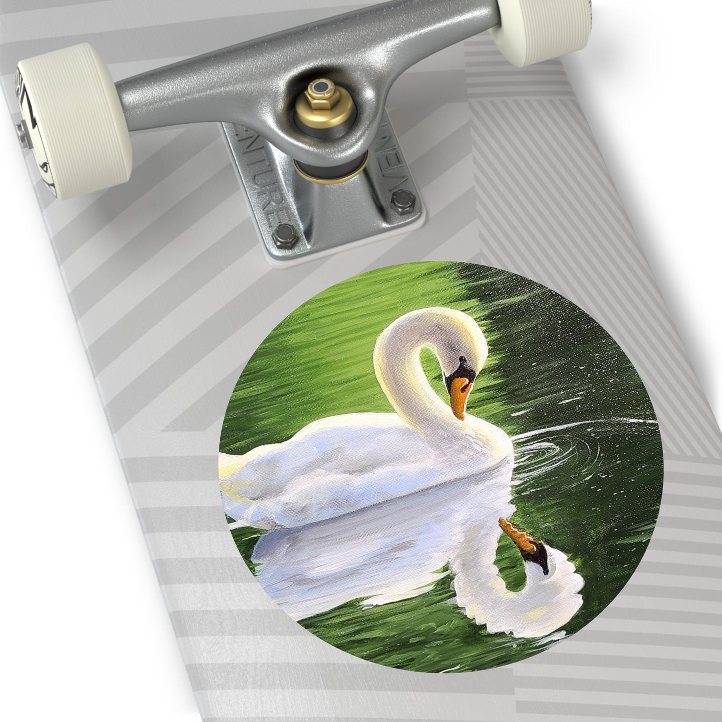 Pretty Swan on a Lake - Round Vinyl Stickers