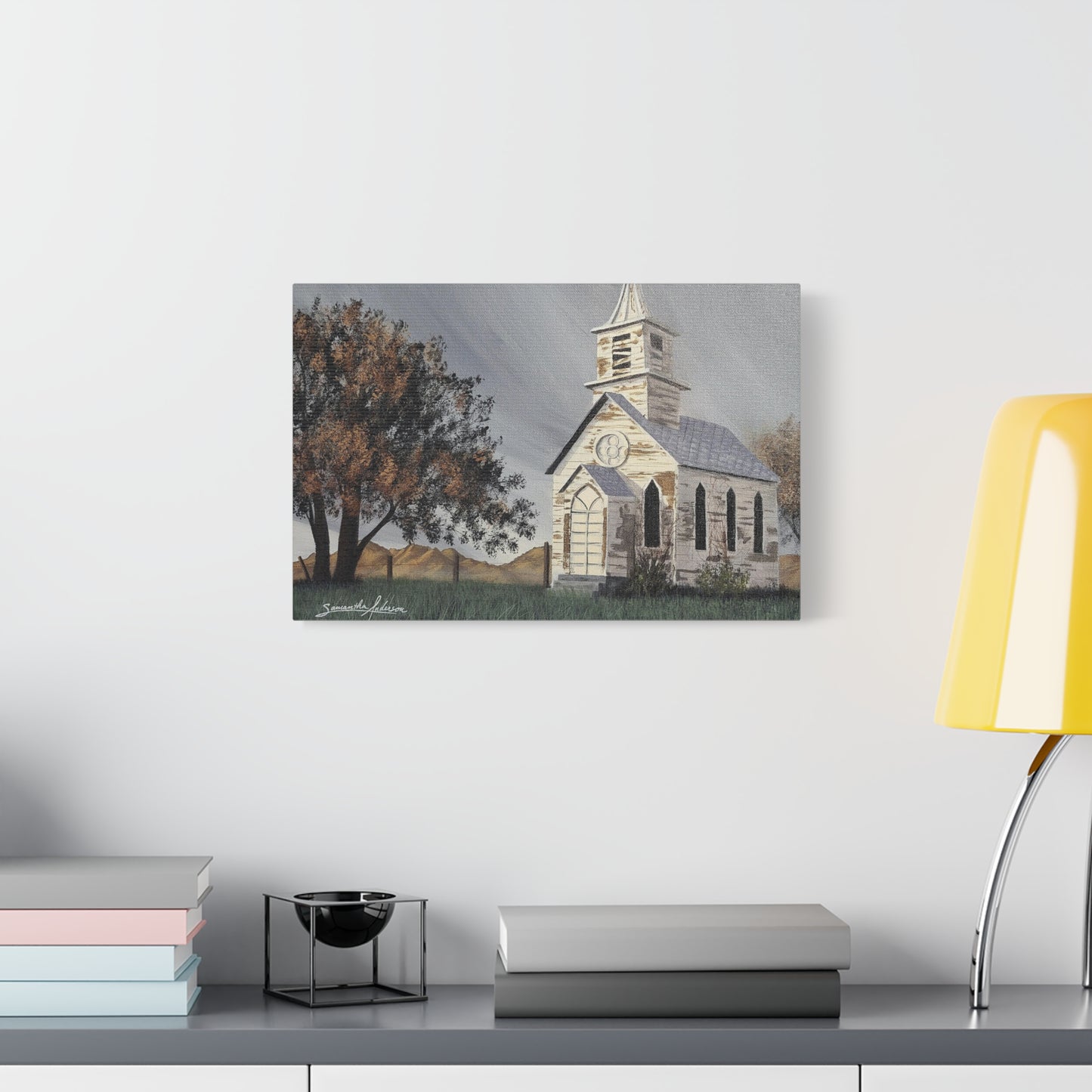 Vintage Church with Large Tree - Classic Canvas