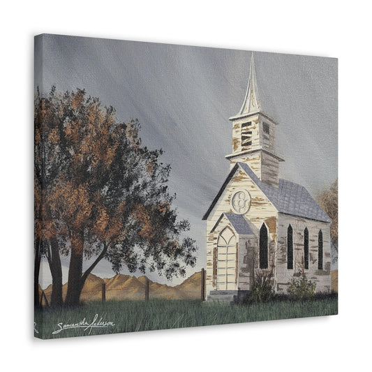 Vintage Church with Large Tree - Classic Canvas