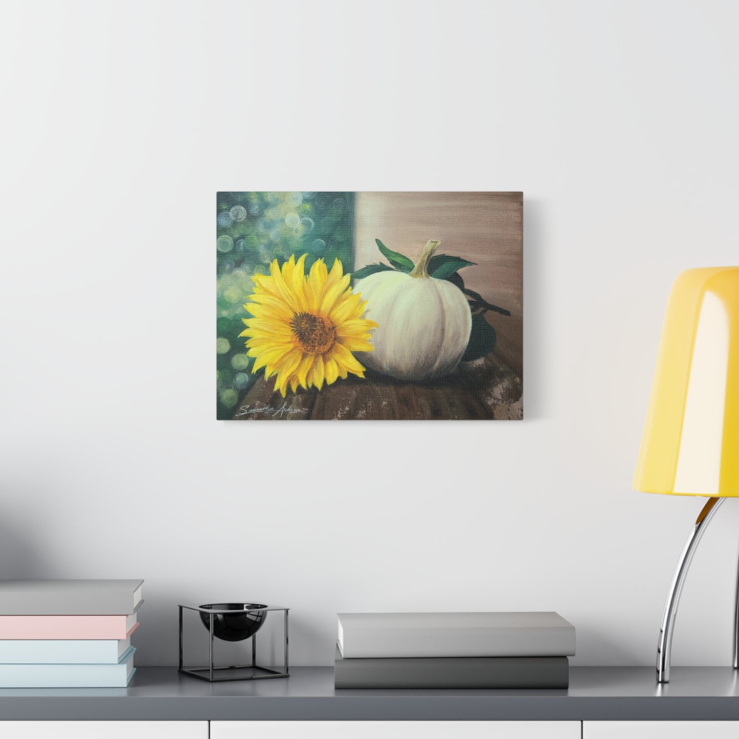 Pretty White Pumpkin with Flower - Classic Canvas