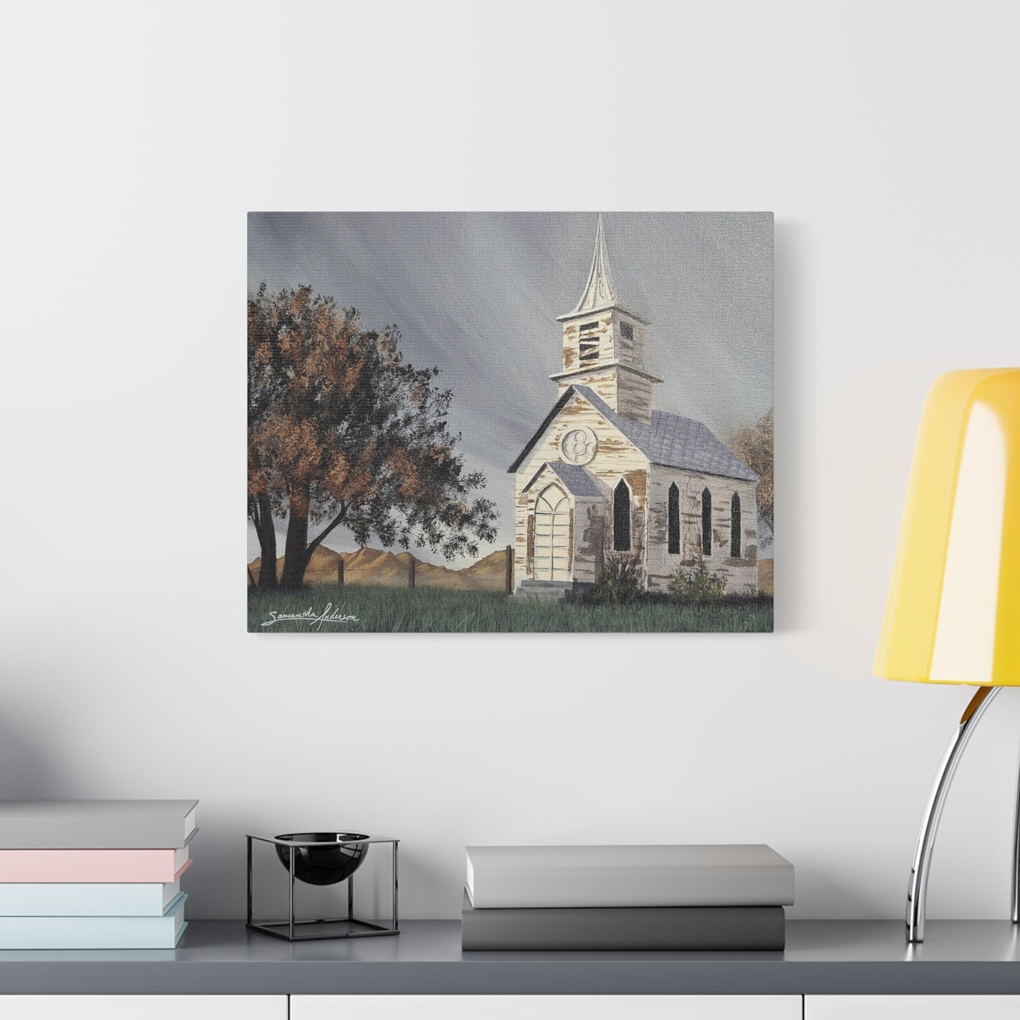 Vintage Church with Large Tree - Classic Canvas