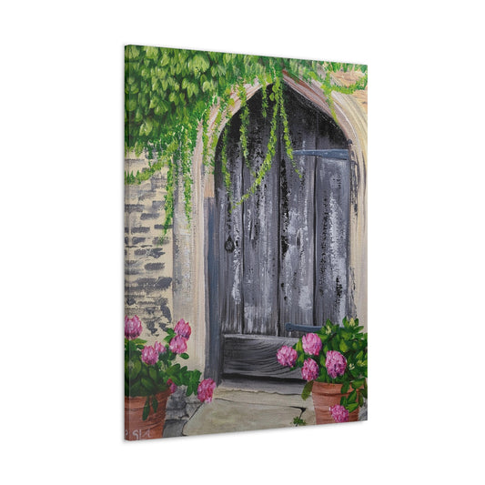 Rustic Door with Flower Pots - Classic Canvas