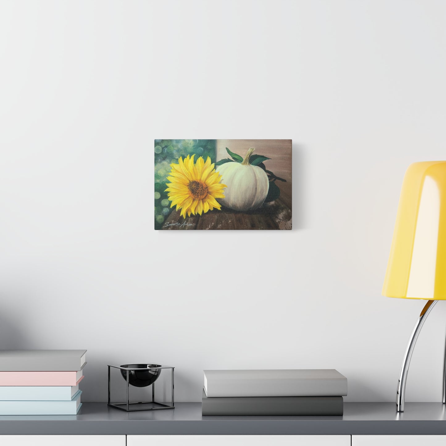 Pretty White Pumpkin with Flower - Classic Canvas