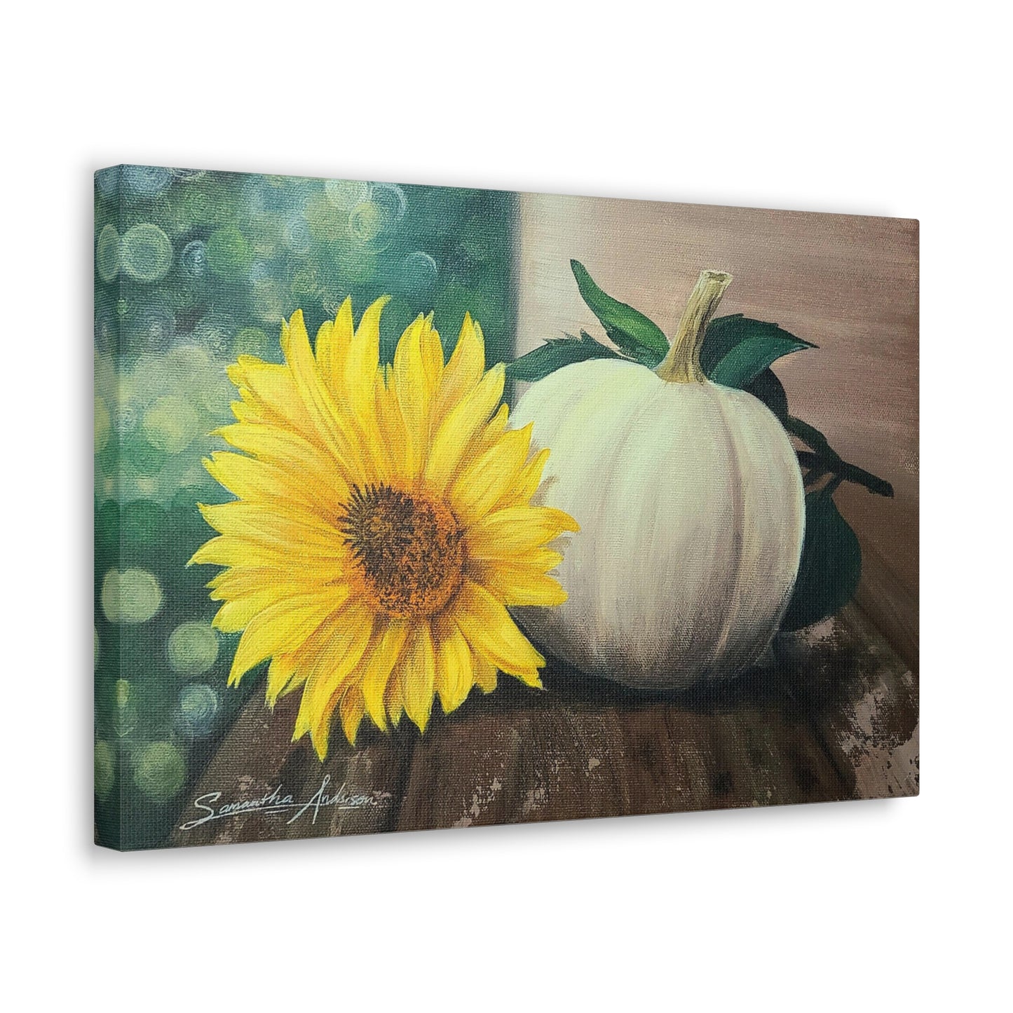 Pretty White Pumpkin with Flower - Classic Canvas