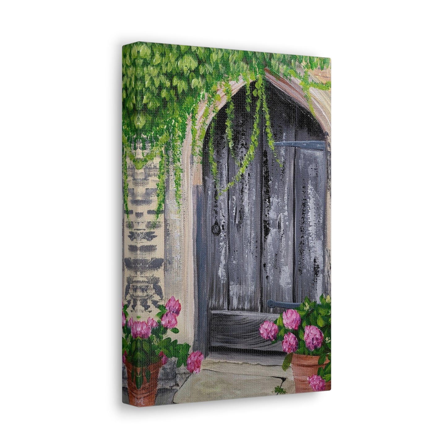 Rustic Door with Flower Pots - Classic Canvas