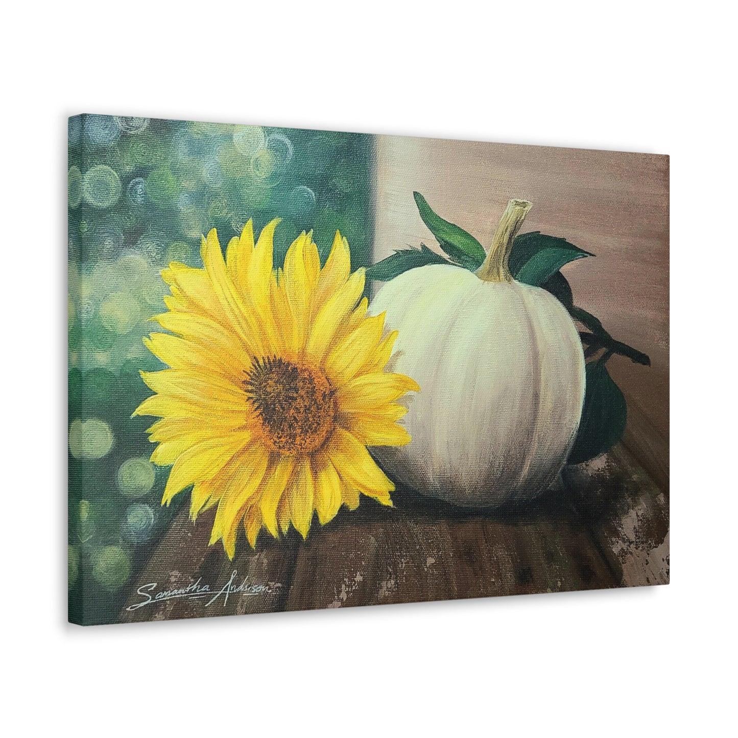 Pretty White Pumpkin with Flower - Classic Canvas