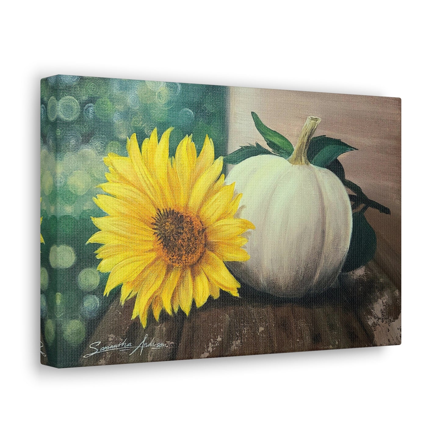 Pretty White Pumpkin with Flower - Classic Canvas