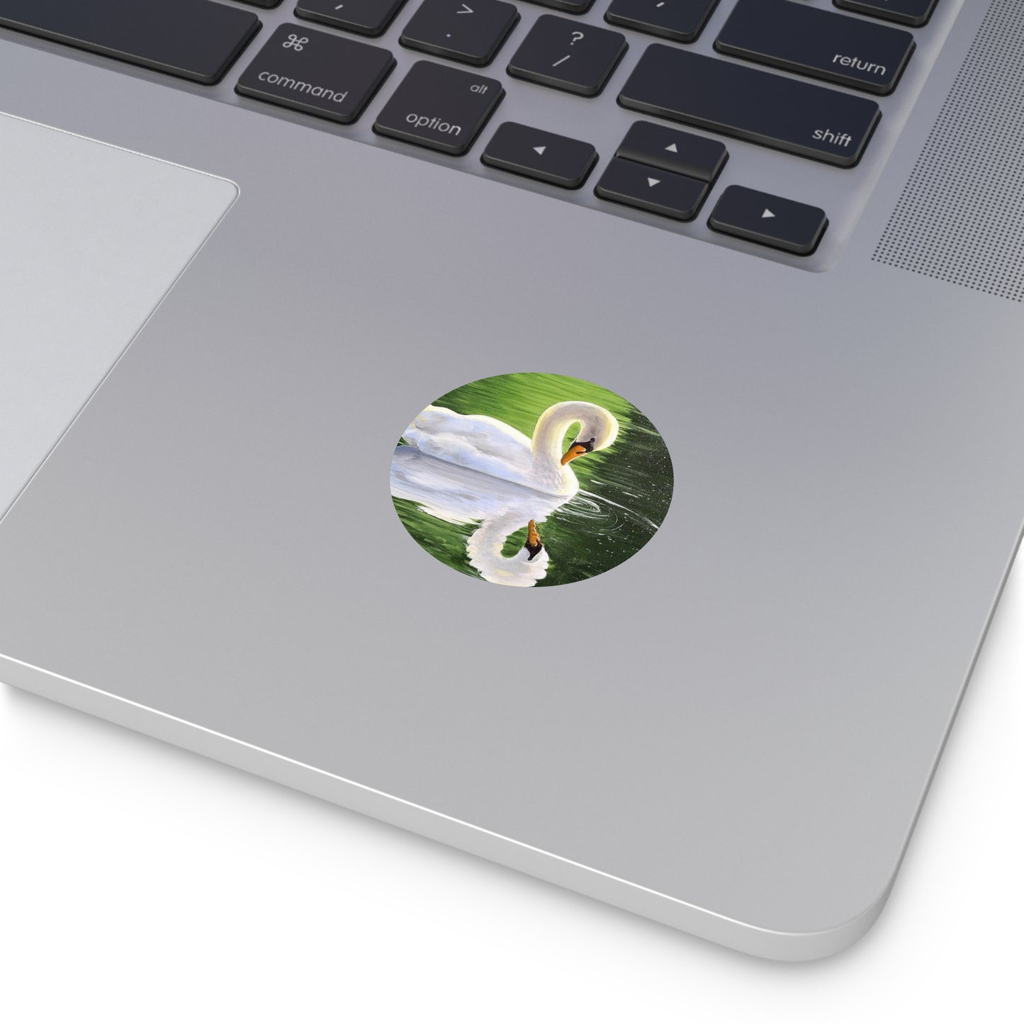 Pretty Swan on a Lake - Round Vinyl Stickers