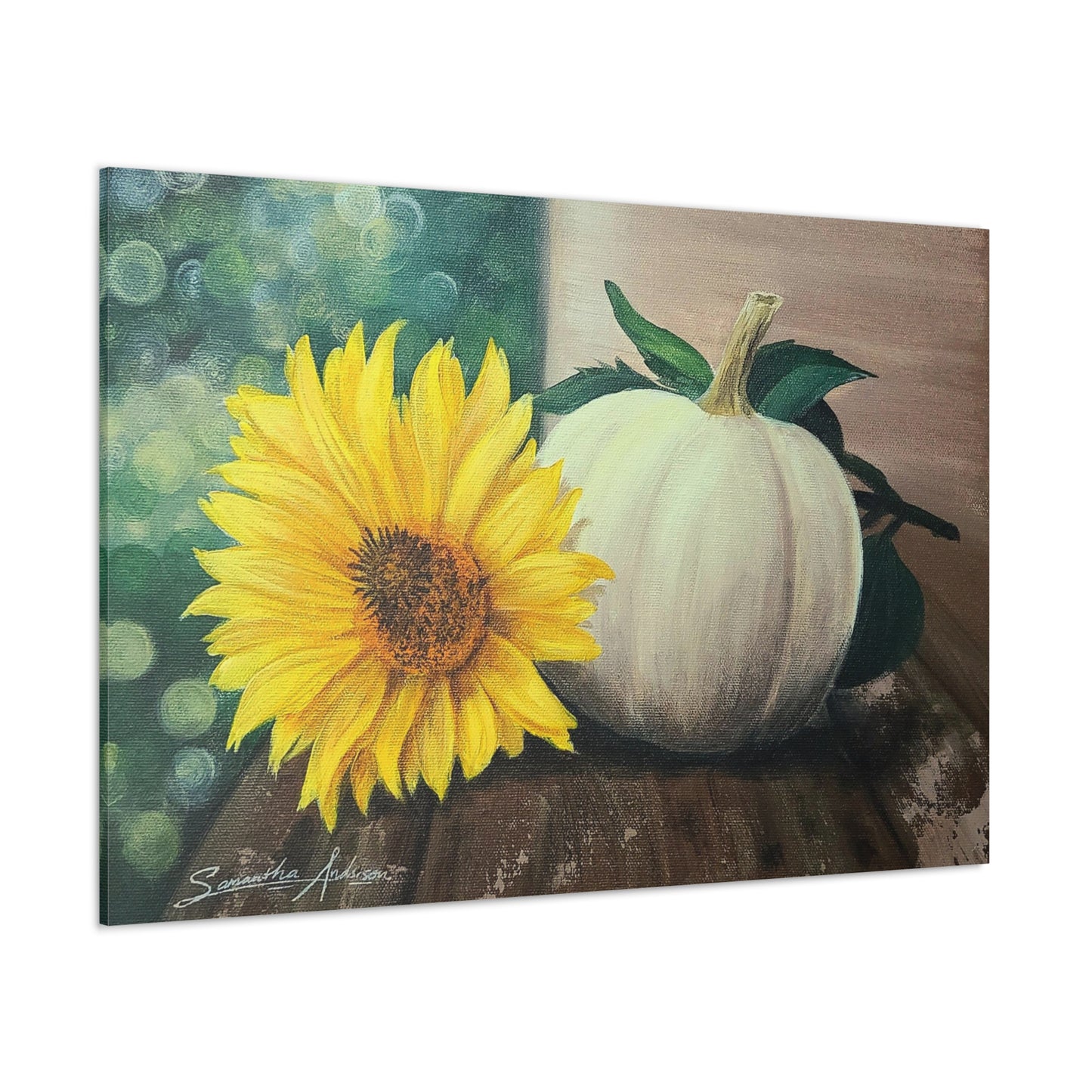 Pretty White Pumpkin with Flower - Classic Canvas