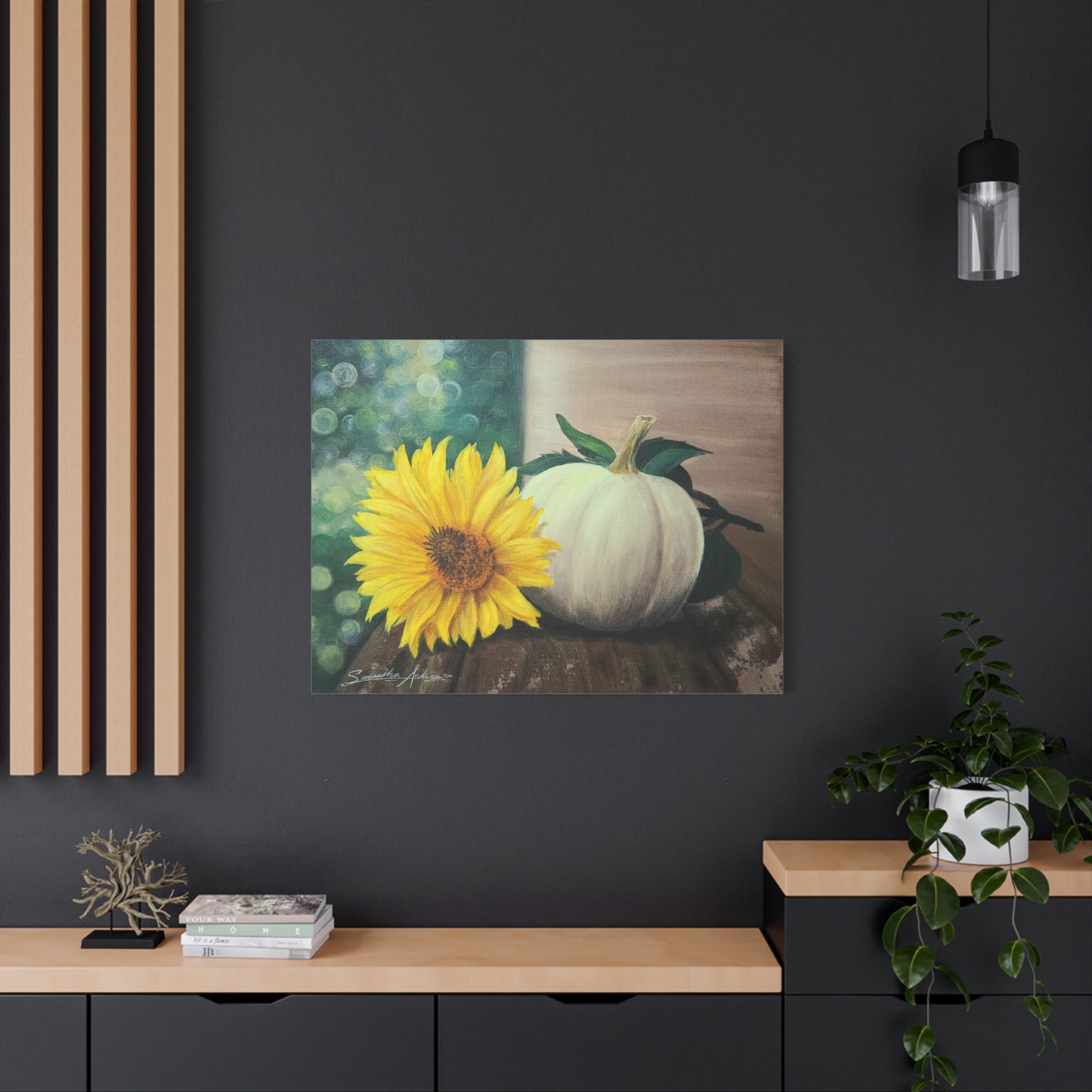 Pretty White Pumpkin with Flower - Classic Canvas