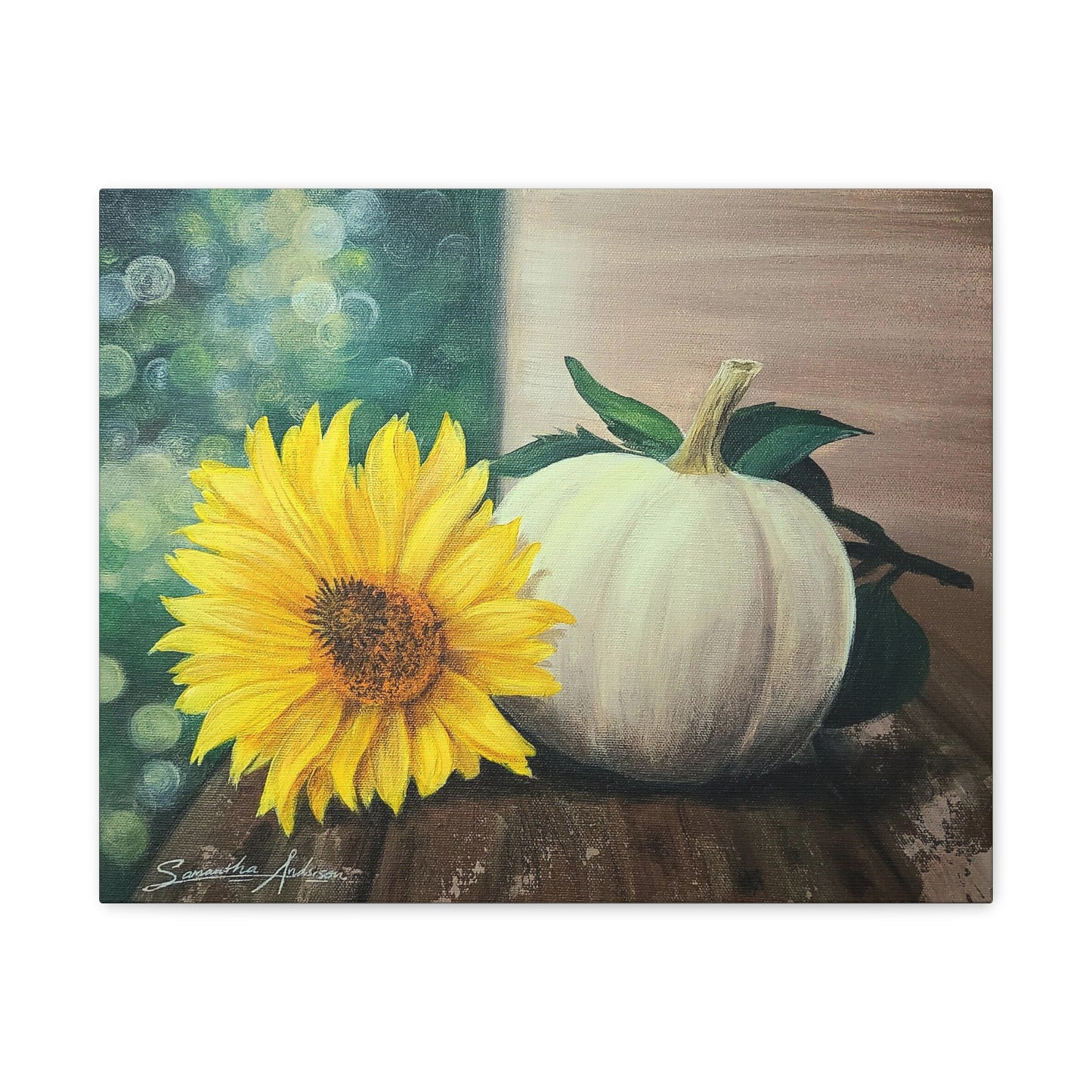 Pretty White Pumpkin with Flower - Classic Canvas