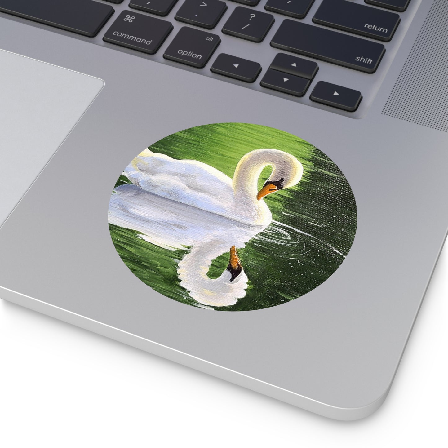 Pretty Swan on a Lake - Round Vinyl Stickers
