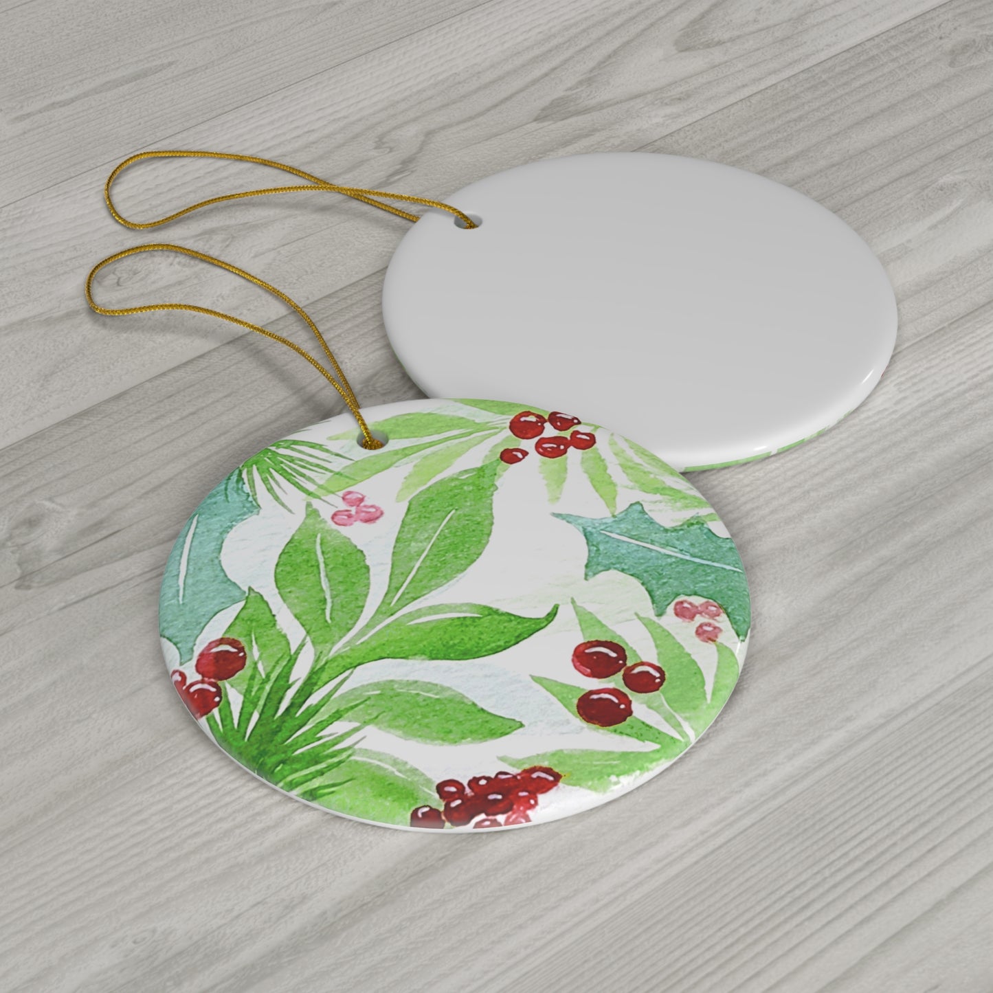 Christmas Ornament -  Watercolor "JOY" with Ornament