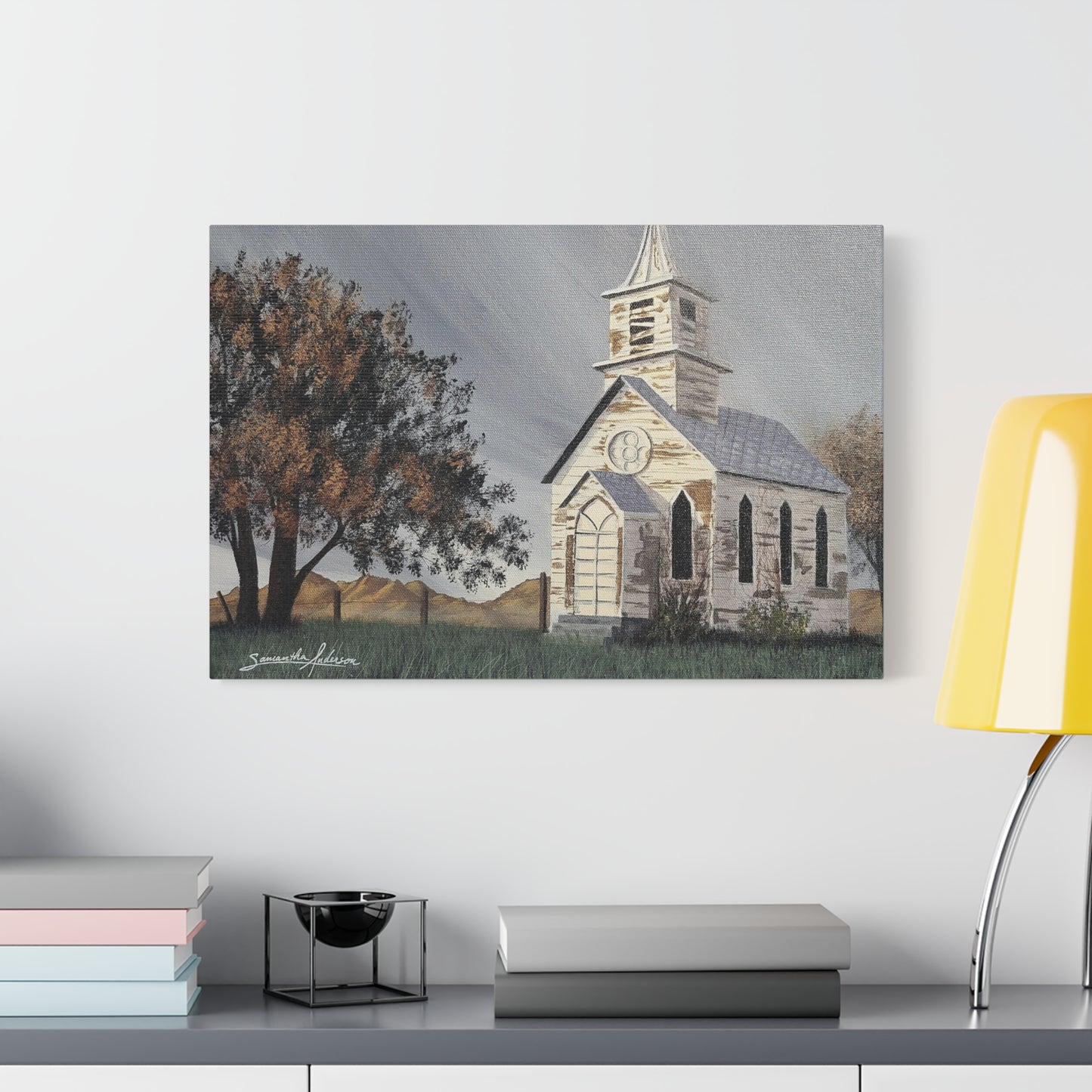 Vintage Church with Large Tree - Classic Canvas