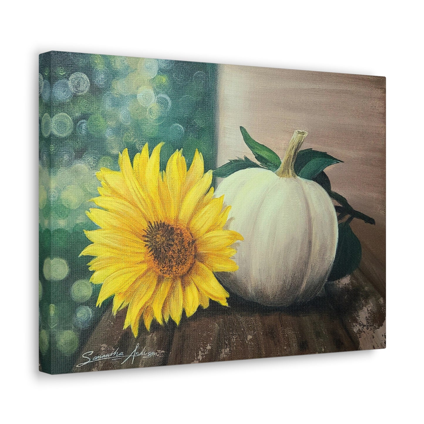 Pretty White Pumpkin with Flower - Classic Canvas