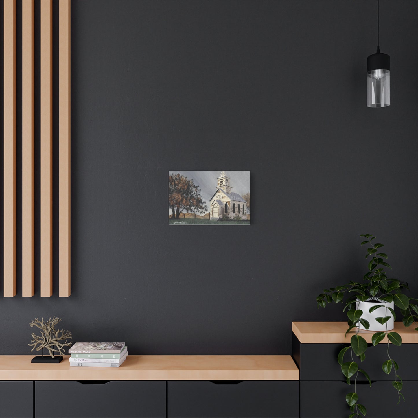 Vintage Church with Large Tree - Classic Canvas