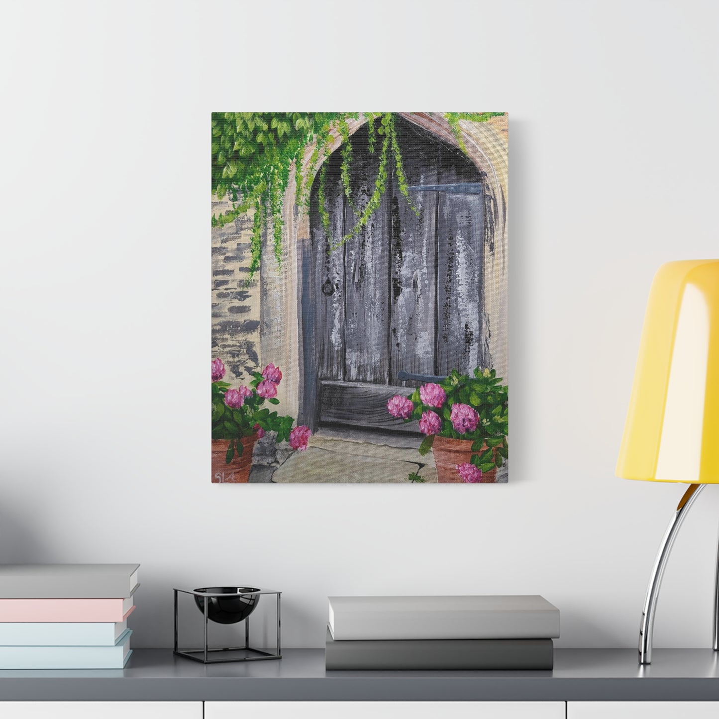 Rustic Door with Flower Pots - Classic Canvas