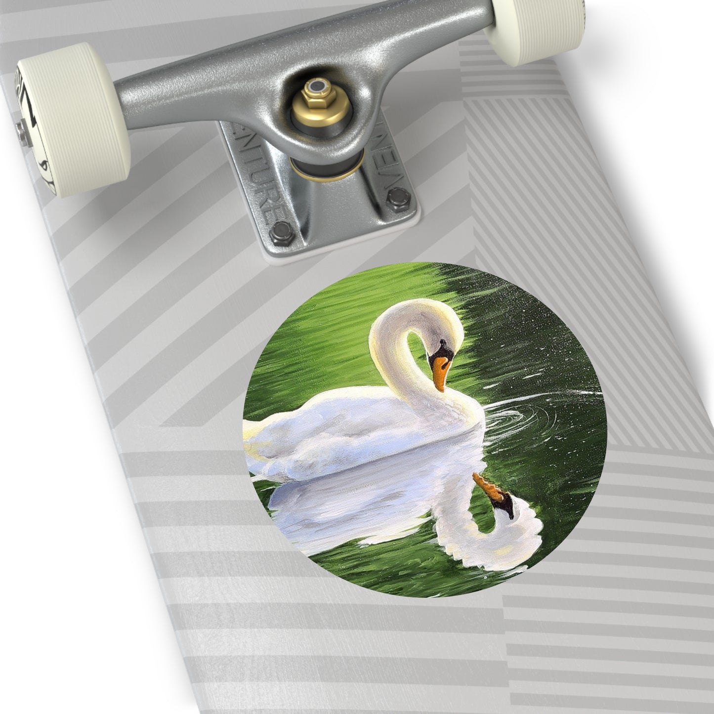 Pretty Swan on a Lake - Round Vinyl Stickers