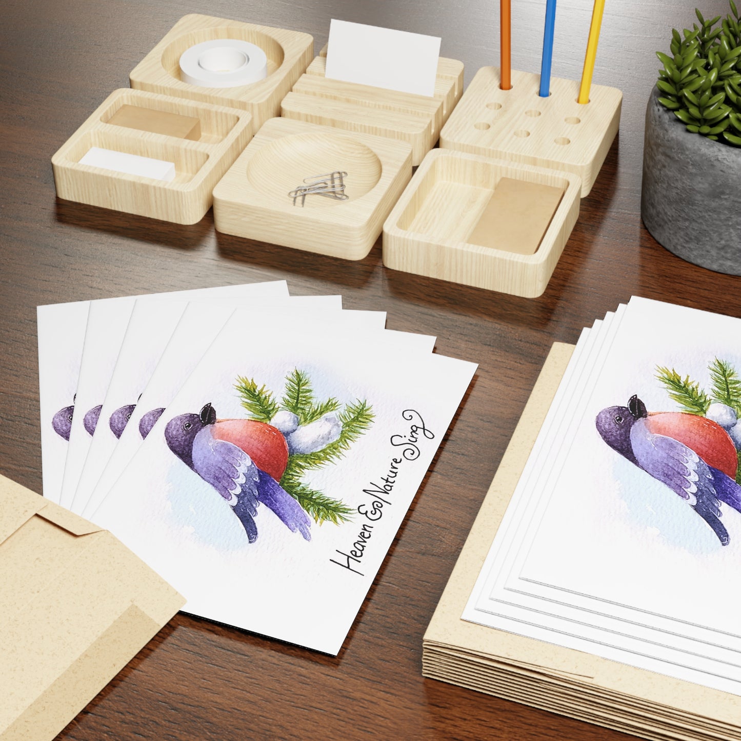 Greeting Cards (1-pc or 10-pk) - "Heaven & Nature Sing" Watercolor Robin