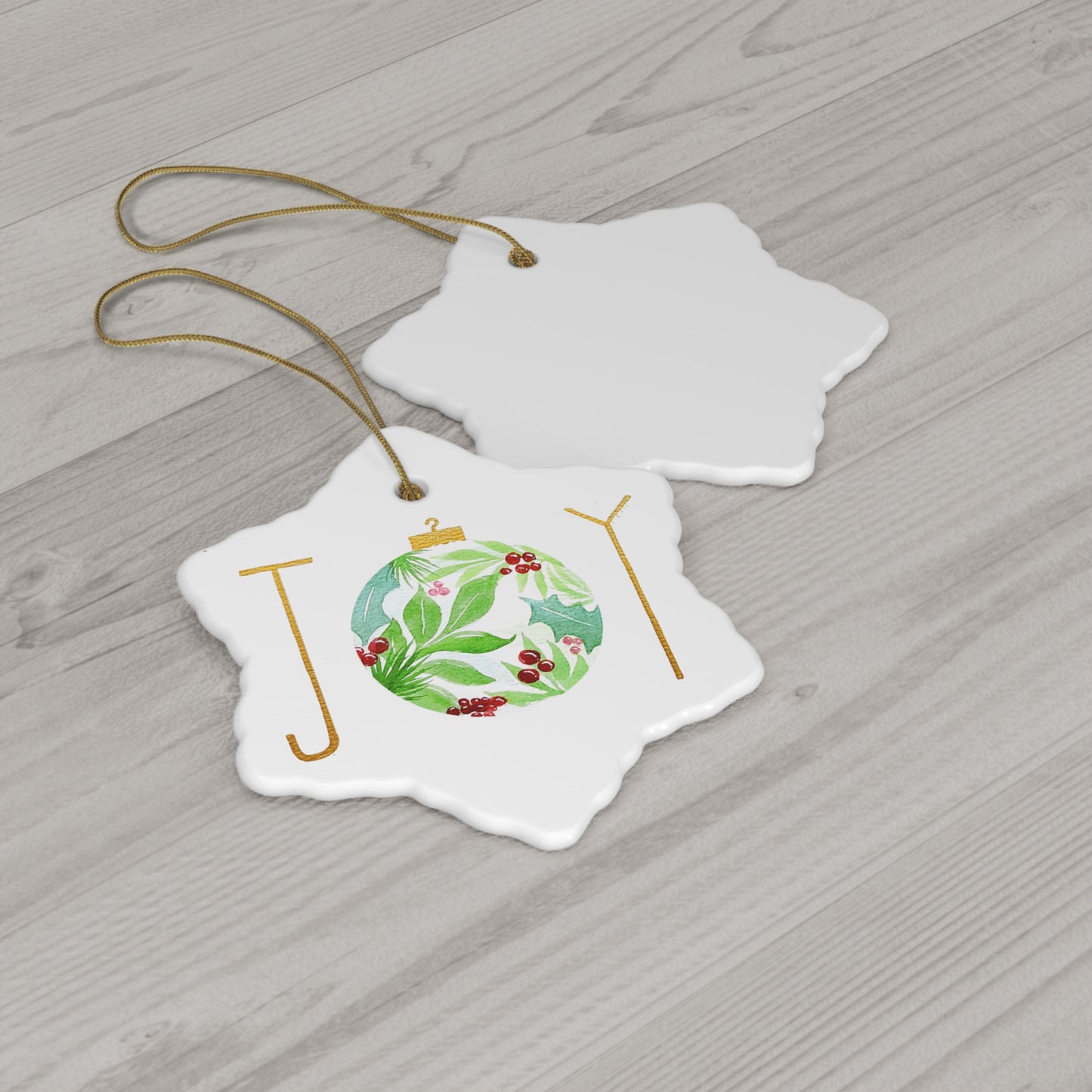 Christmas Ornament -  Watercolor "JOY" with Ornament