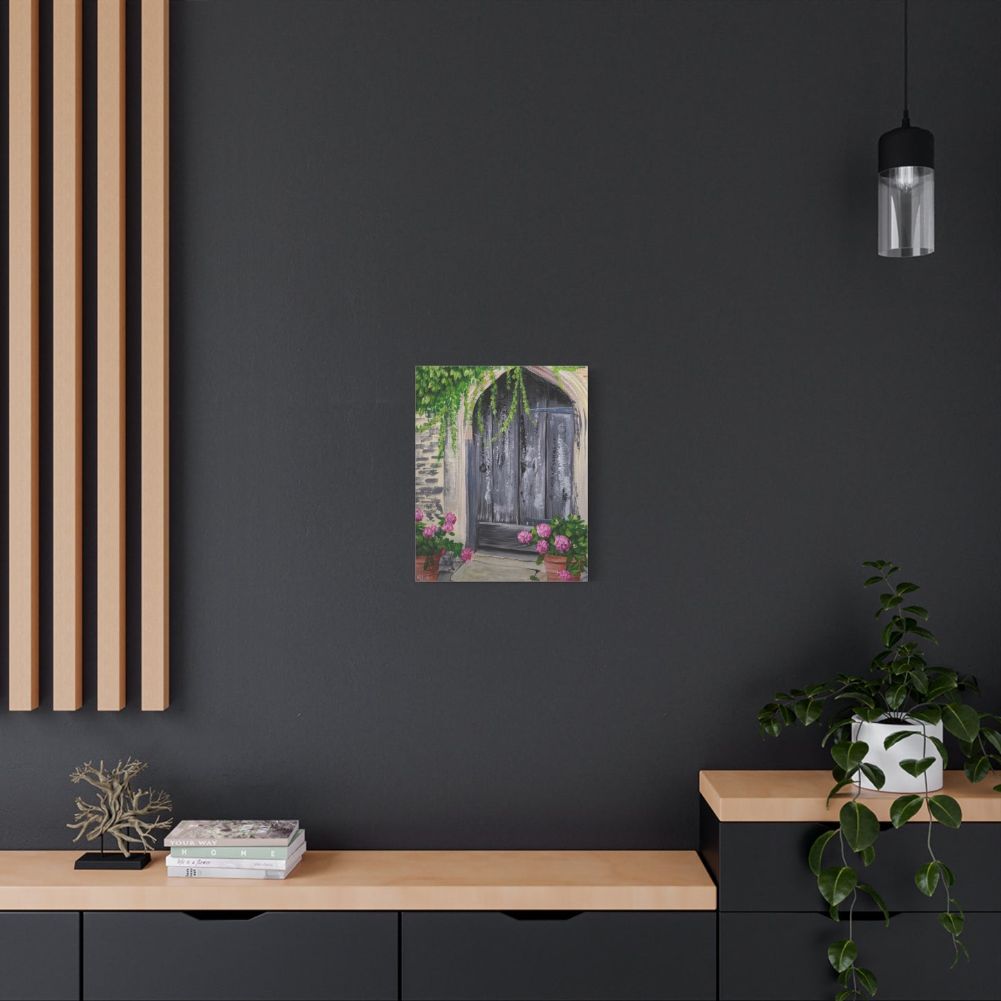 Rustic Door with Flower Pots - Classic Canvas