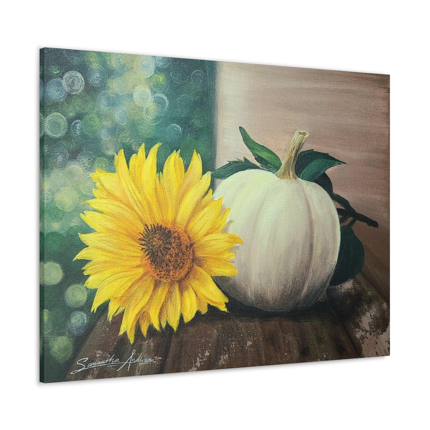 Pretty White Pumpkin with Flower - Classic Canvas