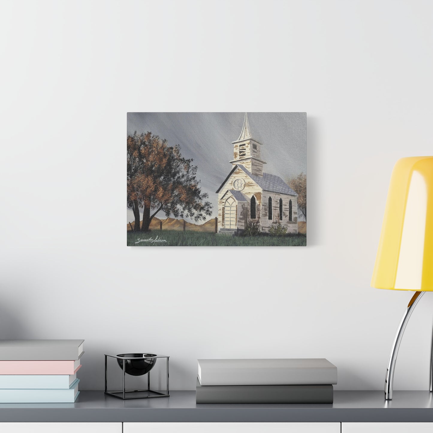 Vintage Church with Large Tree - Classic Canvas