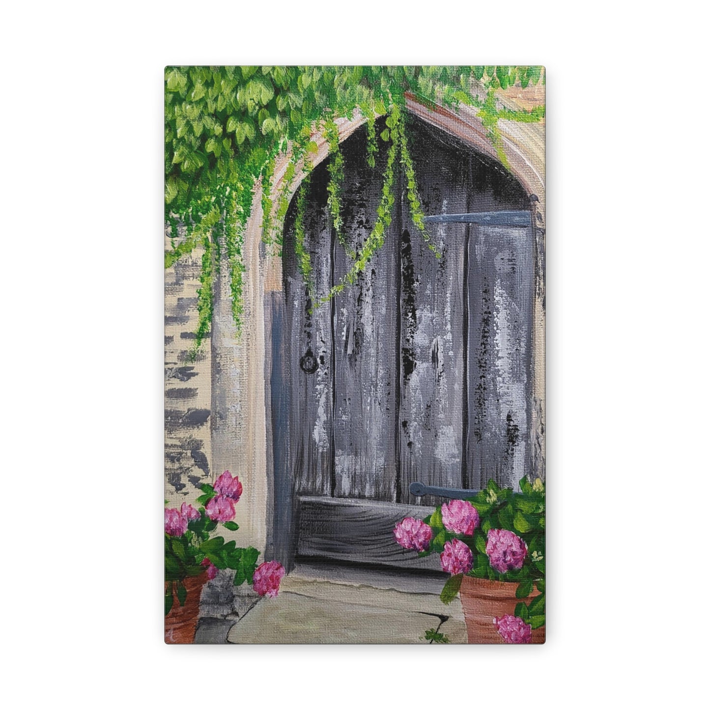 Rustic Door with Flower Pots - Classic Canvas