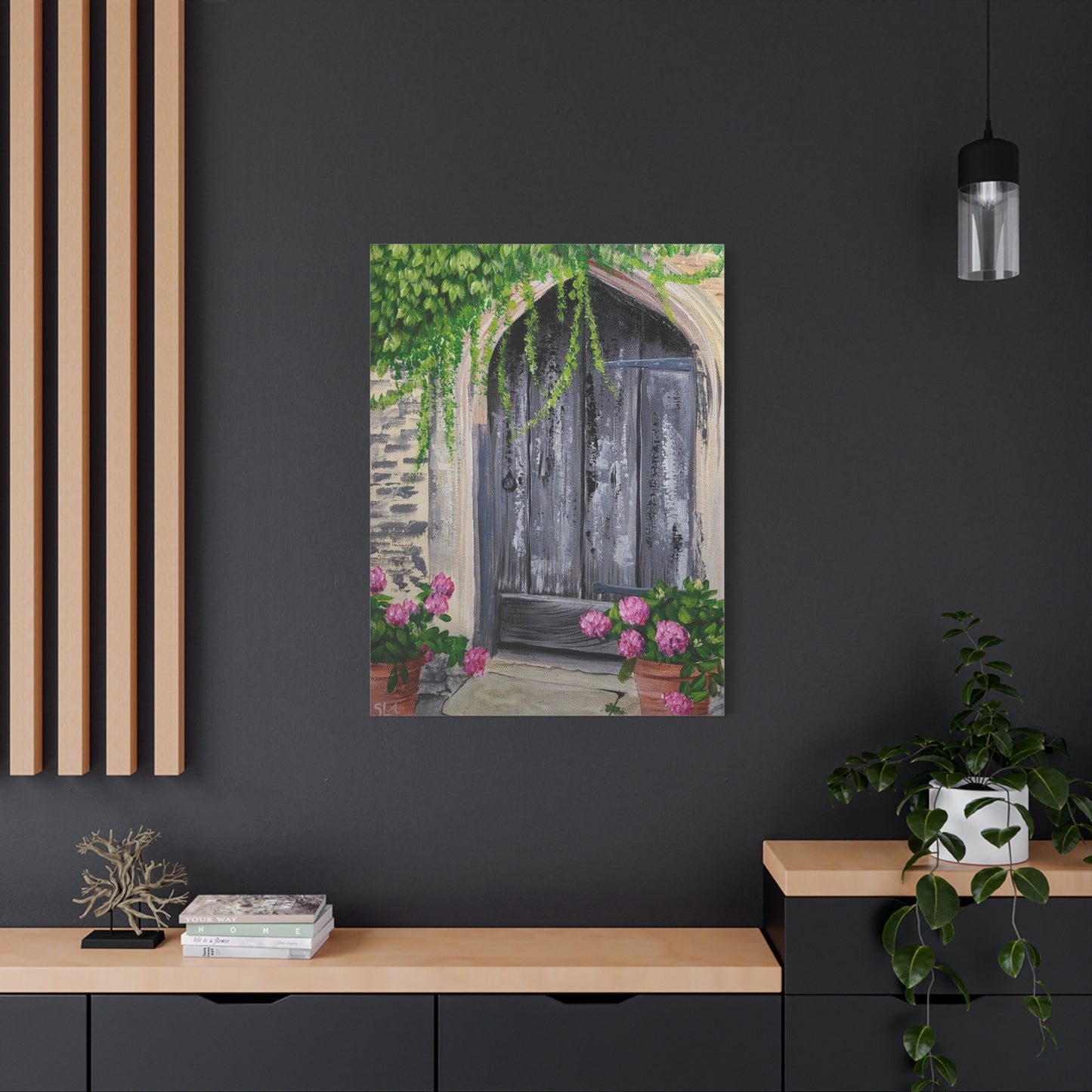 Rustic Door with Flower Pots - Classic Canvas