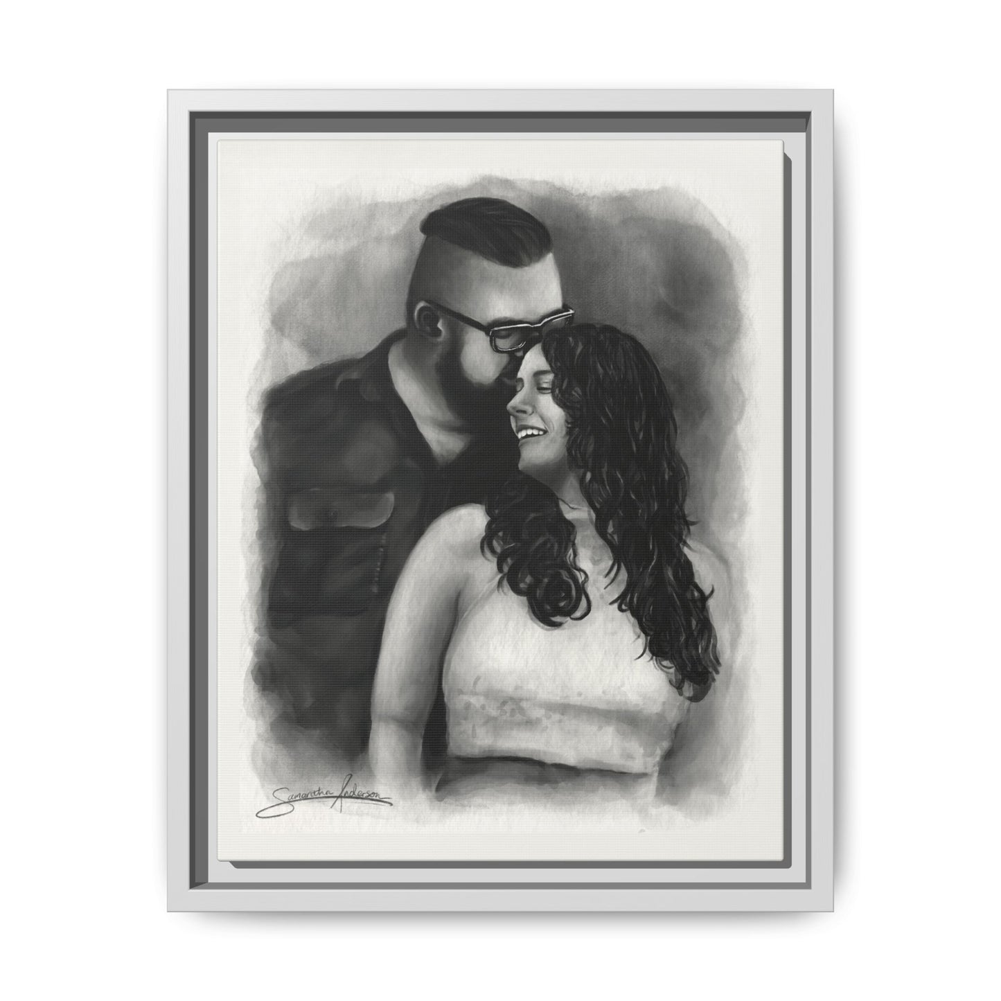 Custom Watercolor Portrait Framed Canvas