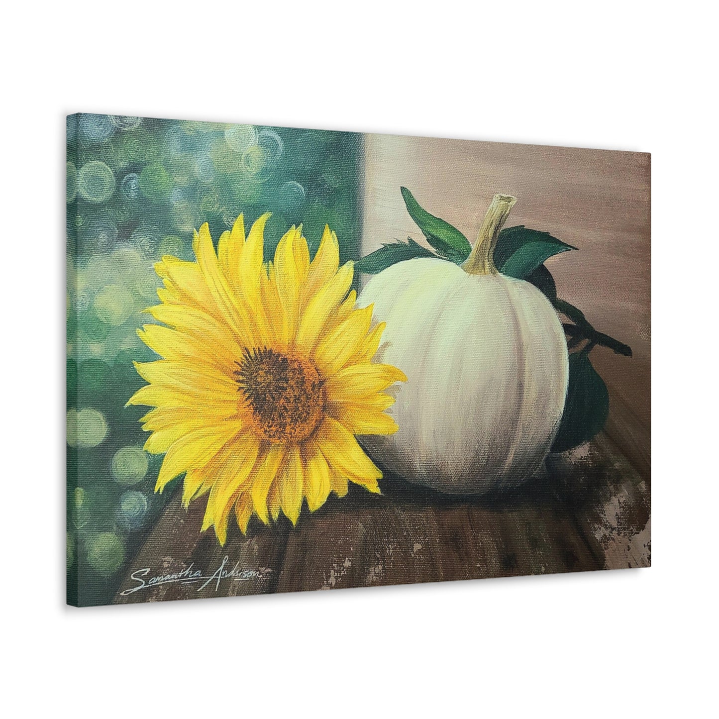 Pretty White Pumpkin with Flower - Classic Canvas