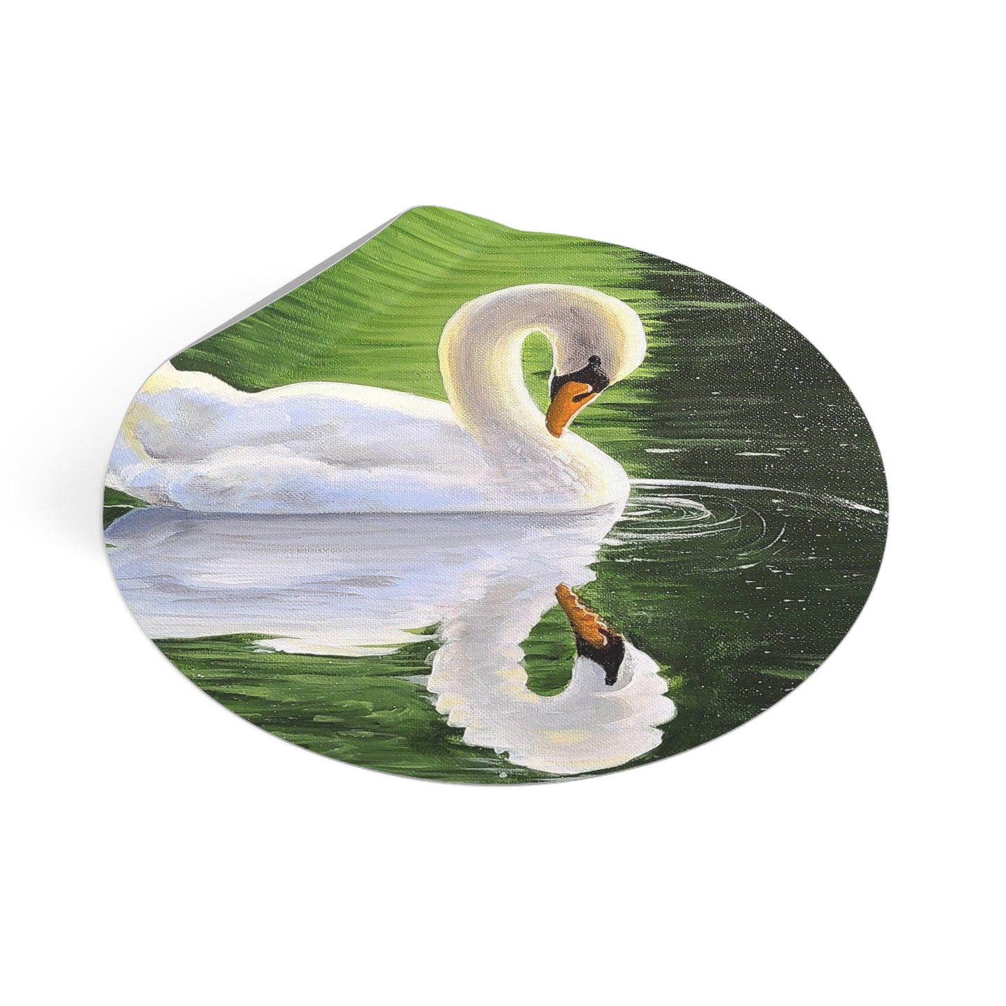 Pretty Swan on a Lake - Round Vinyl Stickers