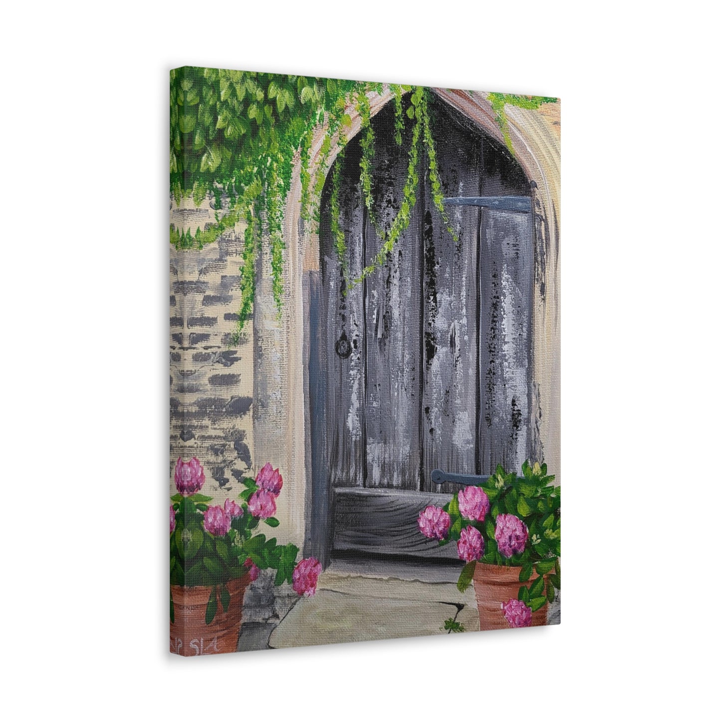 Rustic Door with Flower Pots - Classic Canvas