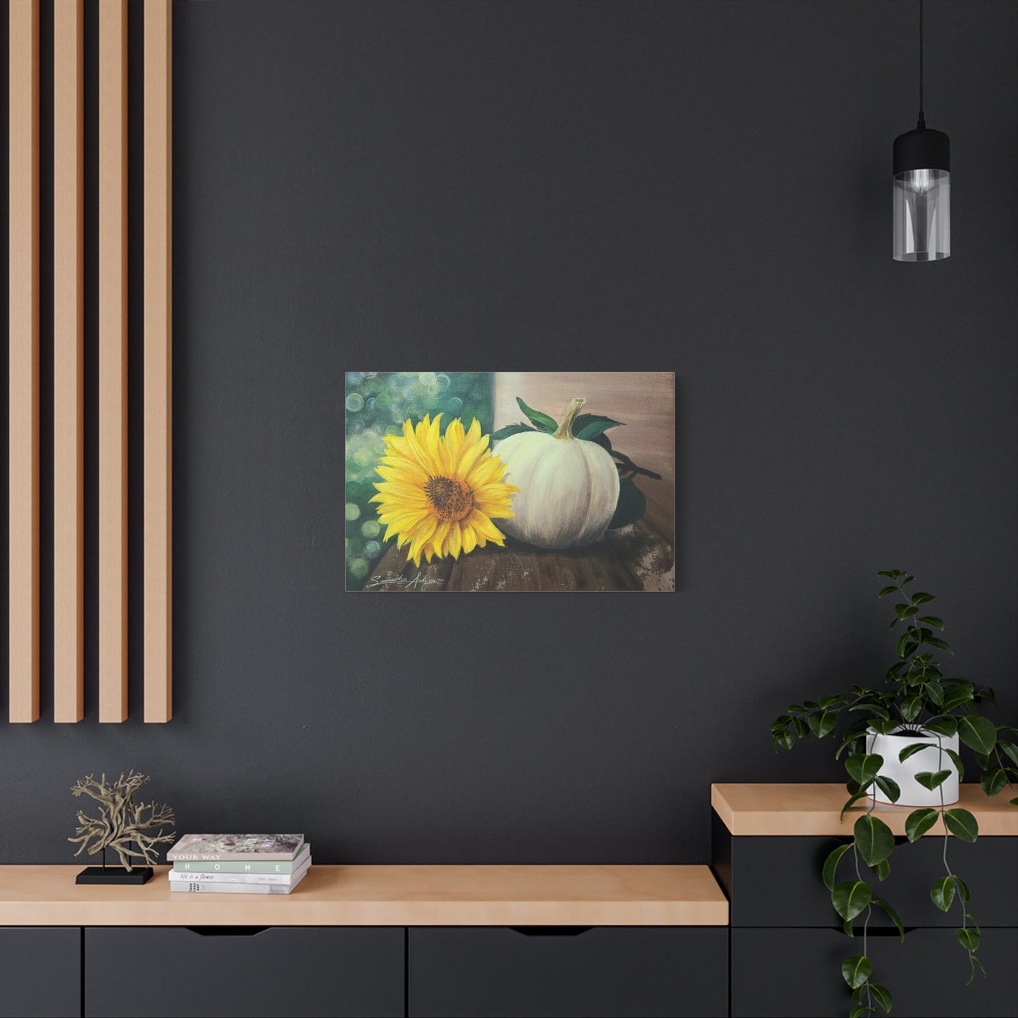 Pretty White Pumpkin with Flower - Classic Canvas