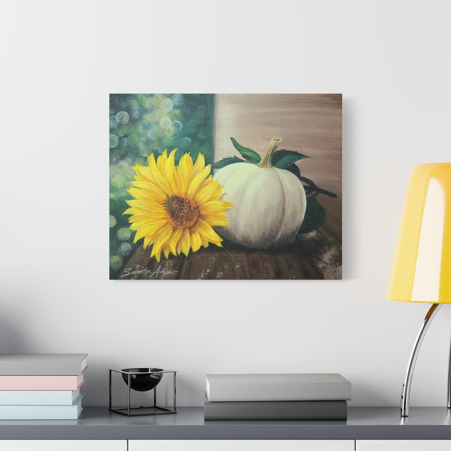 Pretty White Pumpkin with Flower - Classic Canvas