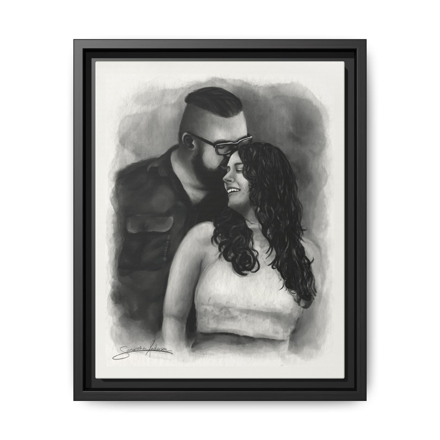 Custom Watercolor Portrait Framed Canvas