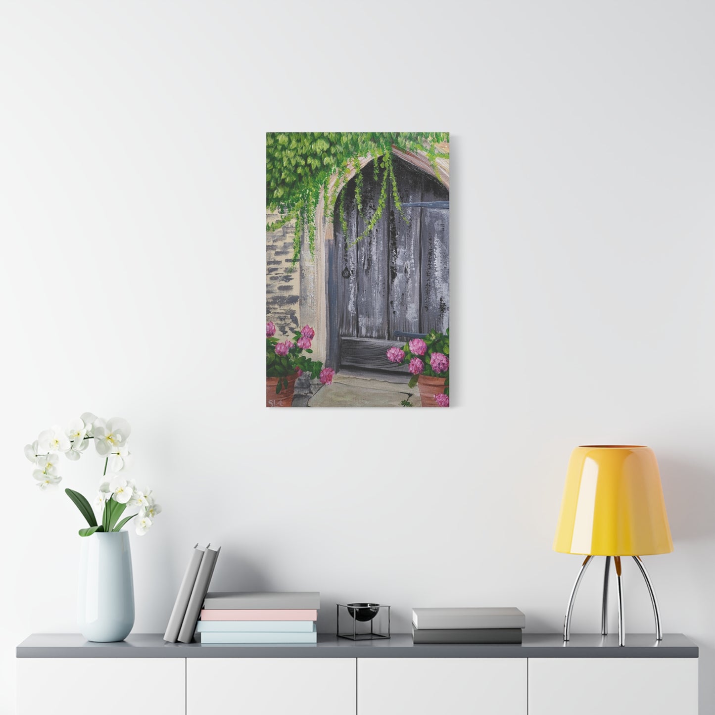 Rustic Door with Flower Pots - Classic Canvas